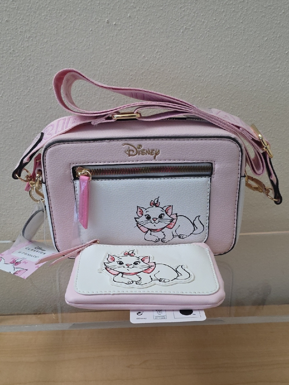 Primark Pink and White Disney Marie Crossbody with Coin Pouch